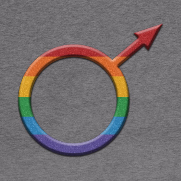 Rainbow Colored Round Gay Pride Male Gender Symbol by LiveLoudGraphics